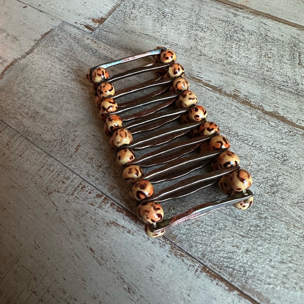 Wooden beaded cuff bracelet